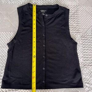 American Eagle Black Button-Front Ribbed Tank